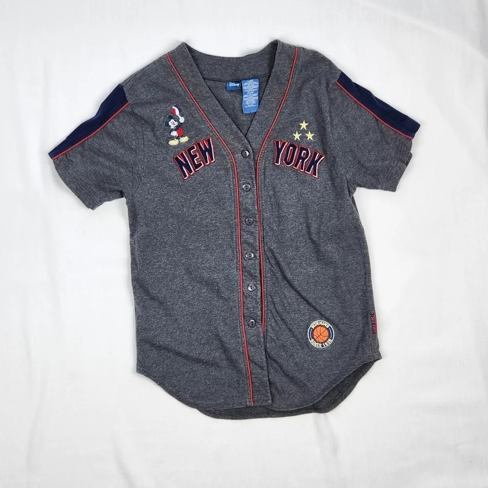 Disney New York Button Up Jersey Style Top. Large
